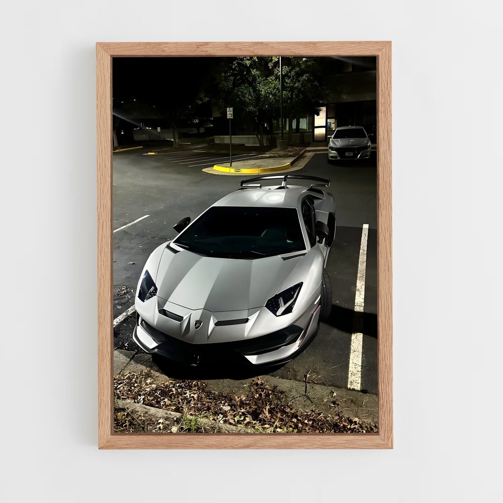 Poster Aventador svj argenté – affiche Lamborghini (vue 4)